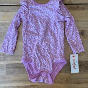 Cat & Jack Floral Ribbed Long Sleeve Ruffle Bodysuit 18M NWT